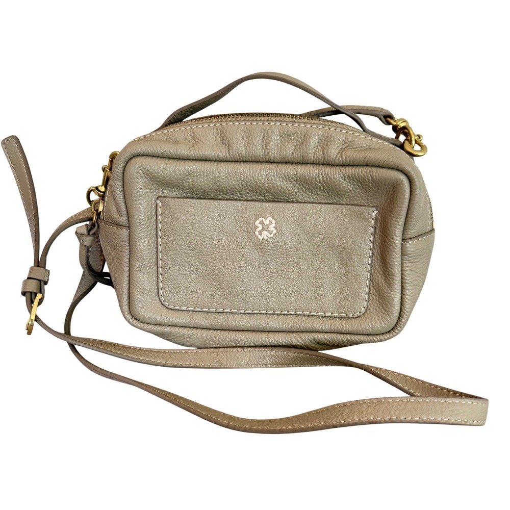 Lucky Brand Taupe Pebbled Leather Crossbody Camera Bag with Built-in Wallet